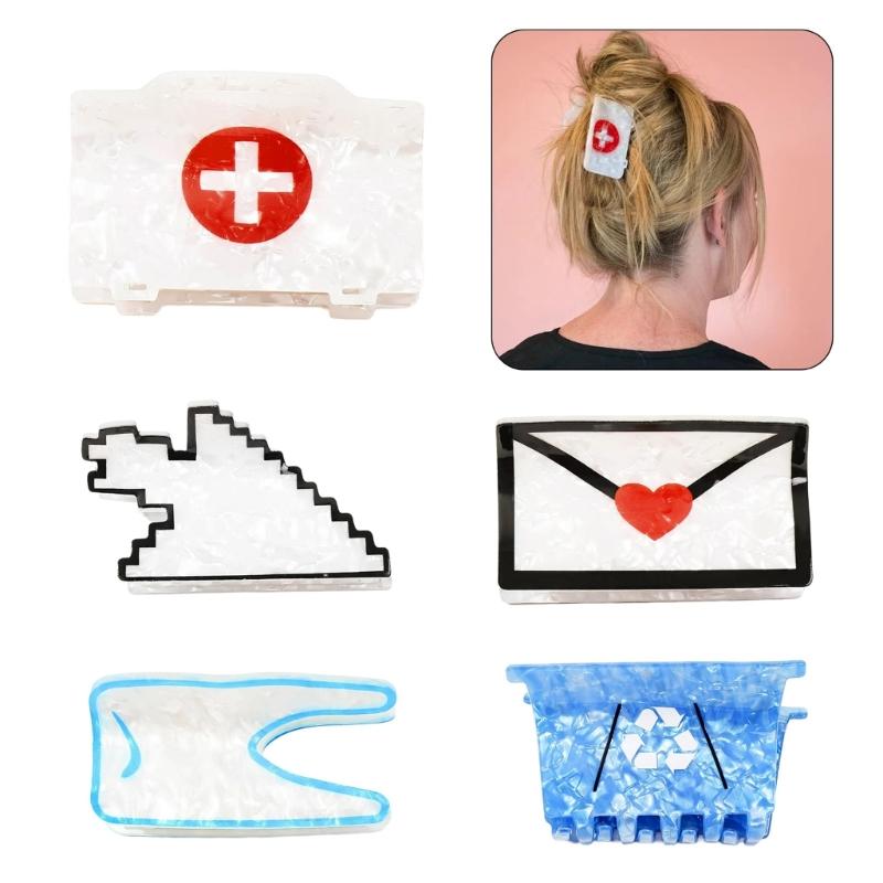 Internet Celebrity Taking Photo Ponytail Hair Claw with Shimmering Novelty Shape Hair Catch for Woman Teens Ponytail