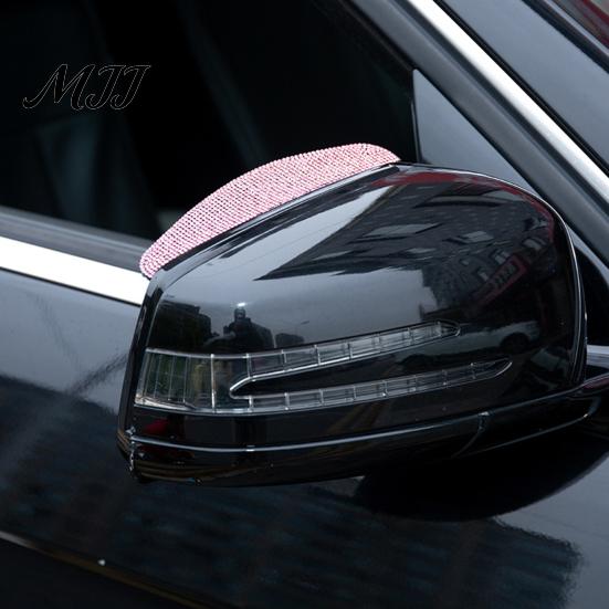 Bouclier de Miroir Imperméable Strass Visière de Pluie Latérale de Voiture Garde-Boue, Protecteur Anti-Éblouissement Rétroviseur Arrière Sourcils, Déflecteur Miroir à Arc Élargi pour SUV