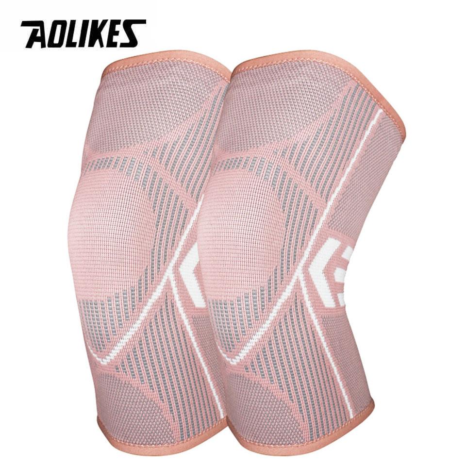 AOLIKES 1Pair Compression Knee Support Sleeve Elastic Breathable Knee Pads Brace Springs Gym Sports Protector Basketball Run