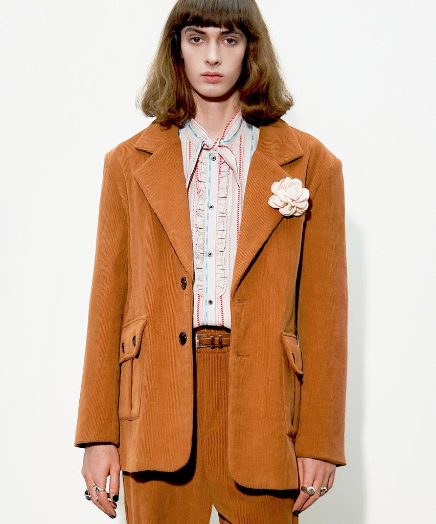 Untage Cotton Corduroy Blazer [Brown(Unisex)]_Uto-Fb92