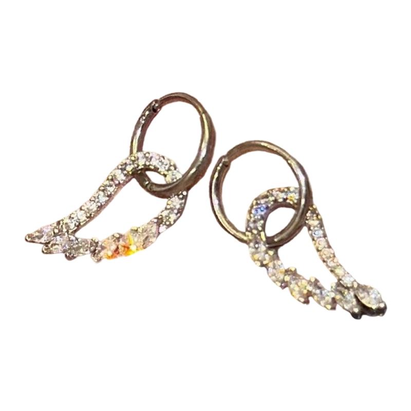 

Elegant Minimalist Wing Earrings With Full Cubic Zirconia Sparkling Alloy Ear Studs Jewelry For Women 1