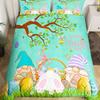 Purple Lavender Dwarf Duvet Cover King Queen Kawaii Cartoon Gnome Bedding Set Spring Flowers Comforter Cover Floral Quilt Cover