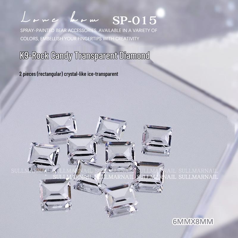 

K9 Прозрачные Прямоугольные Стразы для Нейл-Арта, Острое Дно, 2 шт.