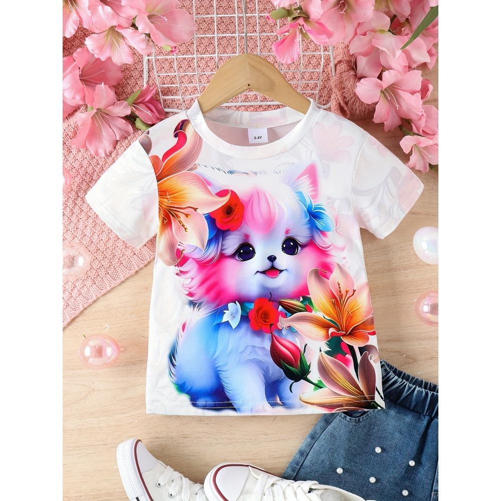 Children's T-Shirt Girl Clothes Animal 3D Print Children Top Summer Kids T Shirt Casual Round Neck Fashion Tee Teen Girl Clothes