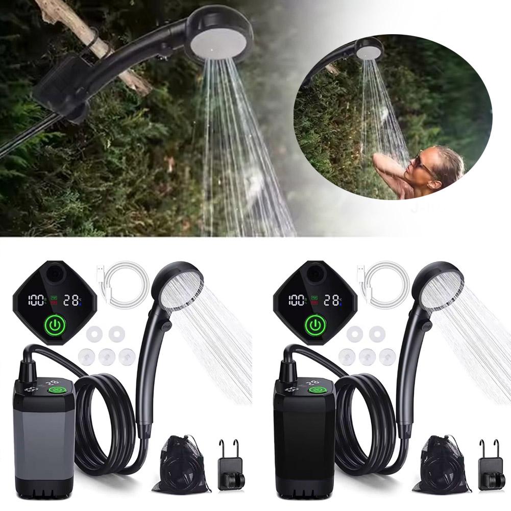 Outdoor Portable Shower Camping 6000mAh Rechargeable LED Display Outdoor Simple Electric Mobile Shower Set