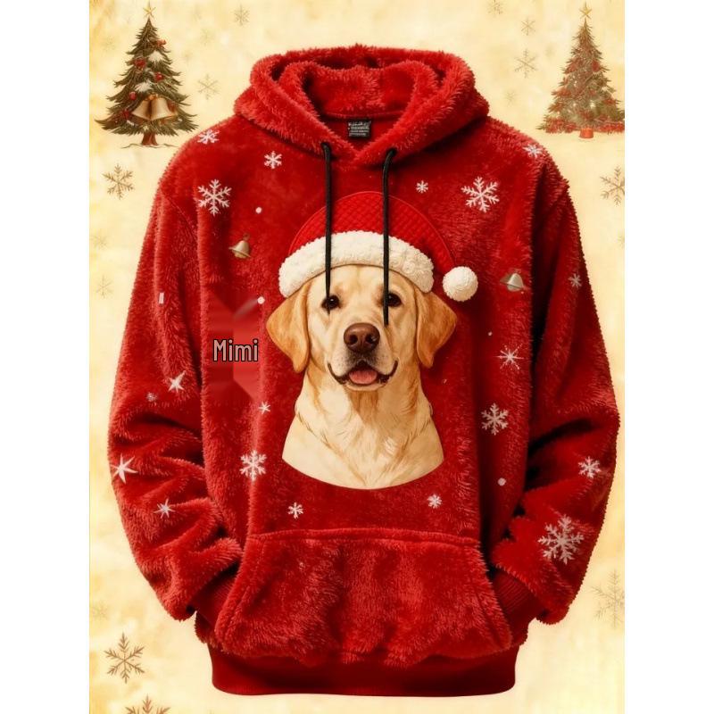 New 3D Printed Flannel Christmas Hooded Pullover - Fashionable, Loose Sweatshirt