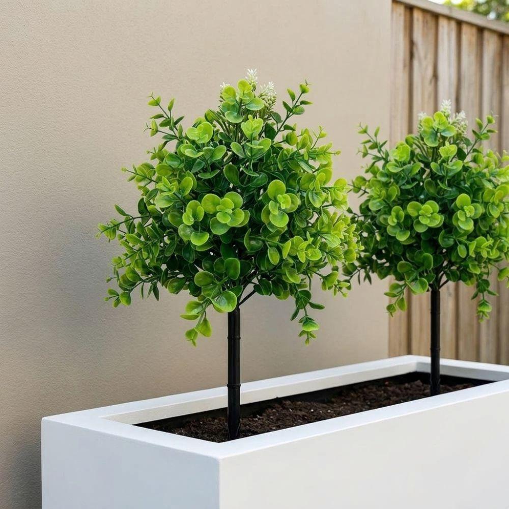 UV Resistant Simulation Eucalyptus Tree Artificial Green Plants Ground Stake Outdoor Garden