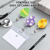 Funny ID Badge Holder with Alligator Clip for Nurse Teacher Office Holiday, Retractable Glitter Acrylic Badge Holder