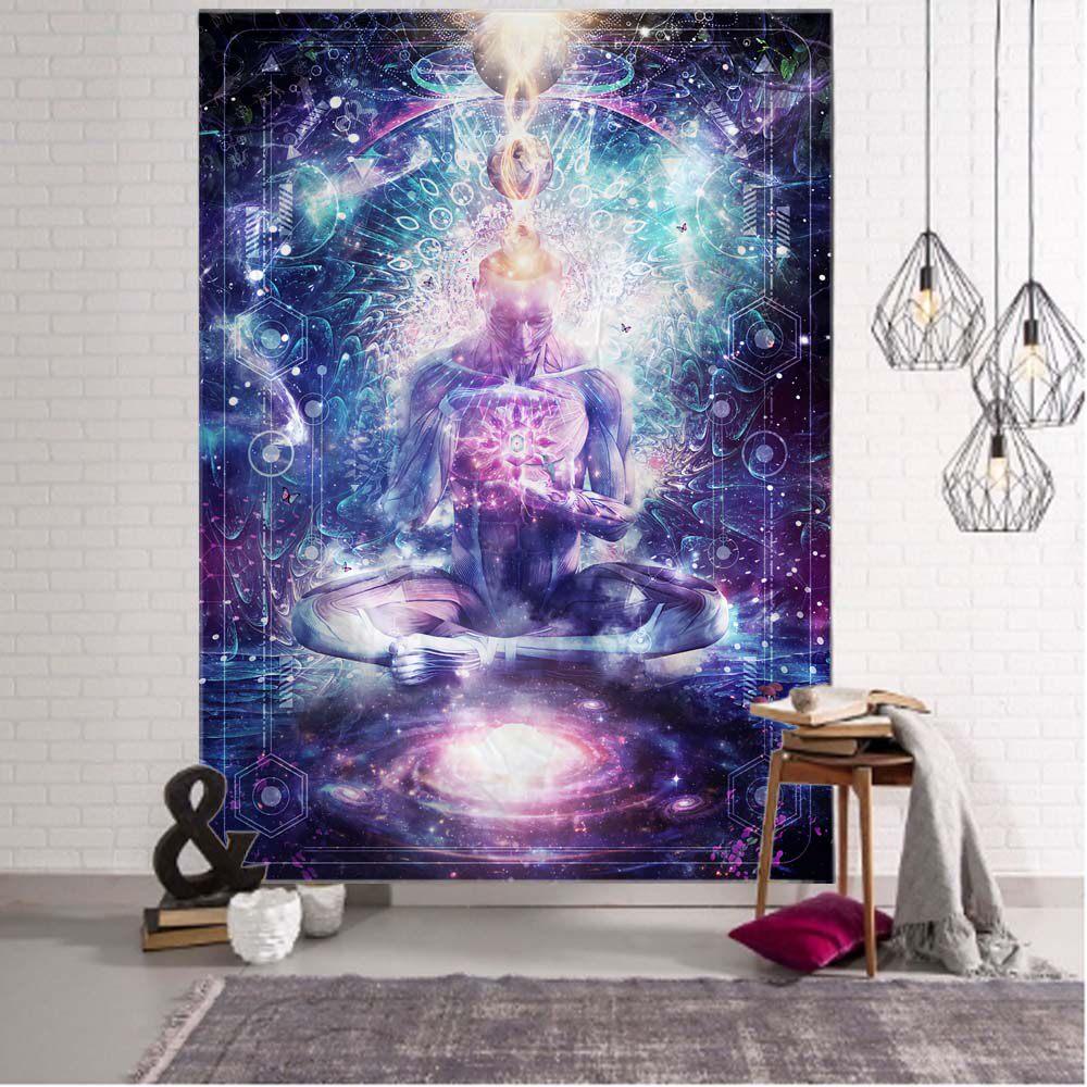 Chakra Meditation Tapestry Cosmic Galaxy Wall Hanging for Bedroom Living Room Dorm Spiritual Home Decor