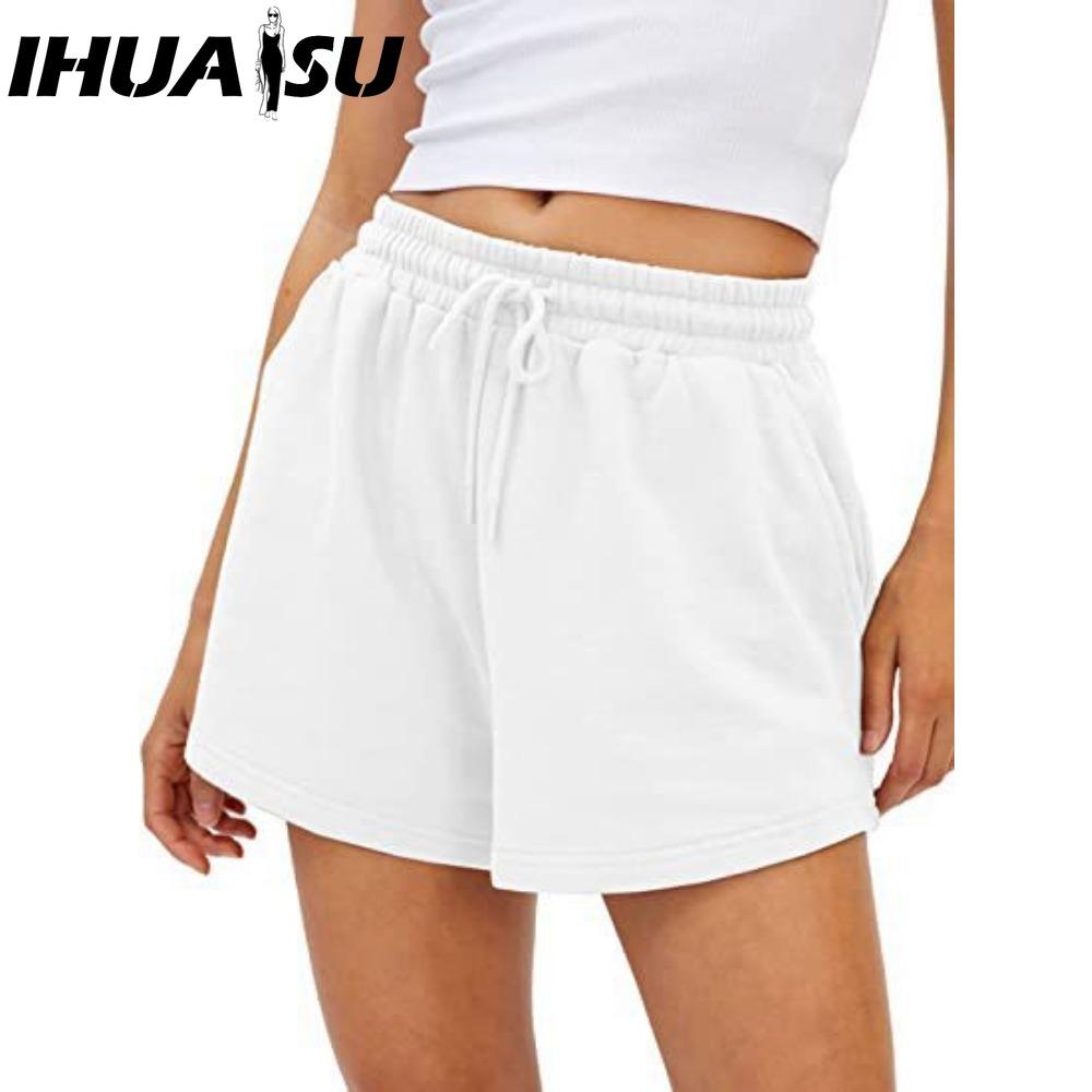 

IHUASU Женские модные повседневные однотонные брюки и капри с принтом S белый