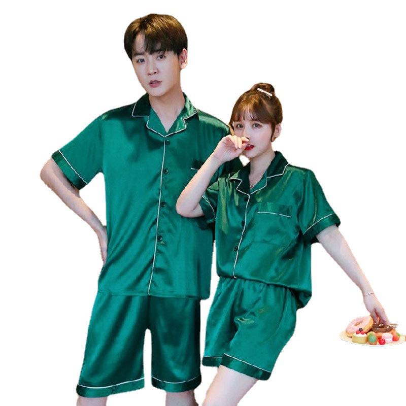 Fabrik Paar Pyjama Damen Sommer Dünne Eis Seide Sommer Kurzarm Shorts Hauskleidung Herren Anzug Atmungsaktive Eis Seide