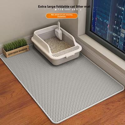 Oversized EVA Double-Layer Cat Litter Mat: Anti-Splash, Foldable, Carry-Out Prevention
