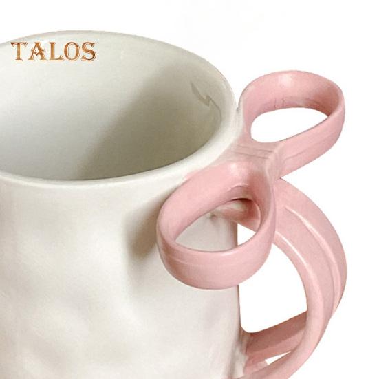 Ceramic Coffee Mug Elegant Tea Cup for Women Festive Bow Drinking Mug with Ribbon Handle Hot Cold Drinking Mug Gifts for Valentine's Birthday