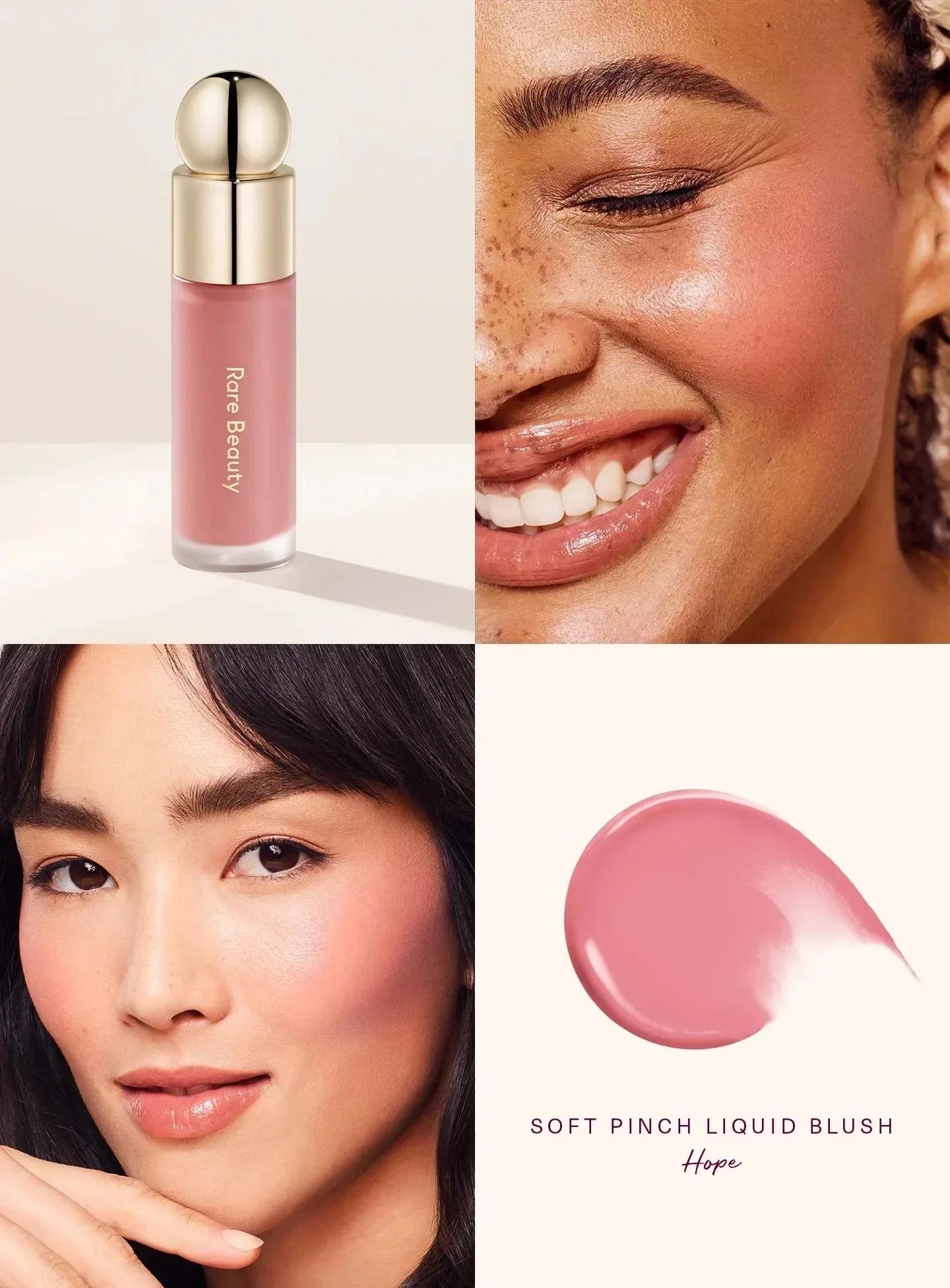 Rare Beauty Vloeibare Blusher Poeder Blusher met Shimmer Elastische Blusher Makkelijk te Blenden Blusher Lippenstift Highlighter Langhoudende Make-up Natura beige