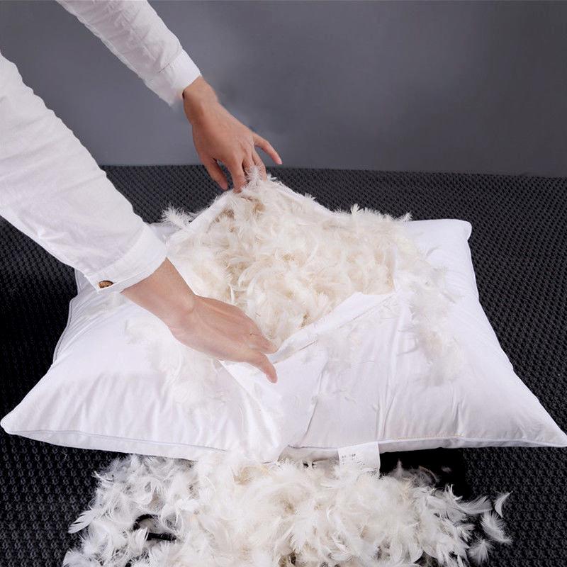 1PC White Pillow Cover Goose Feather Down Pillows Neck Pillows for Sleeping Neck Protection Solid Pure Cushion Cotton Shell Soft