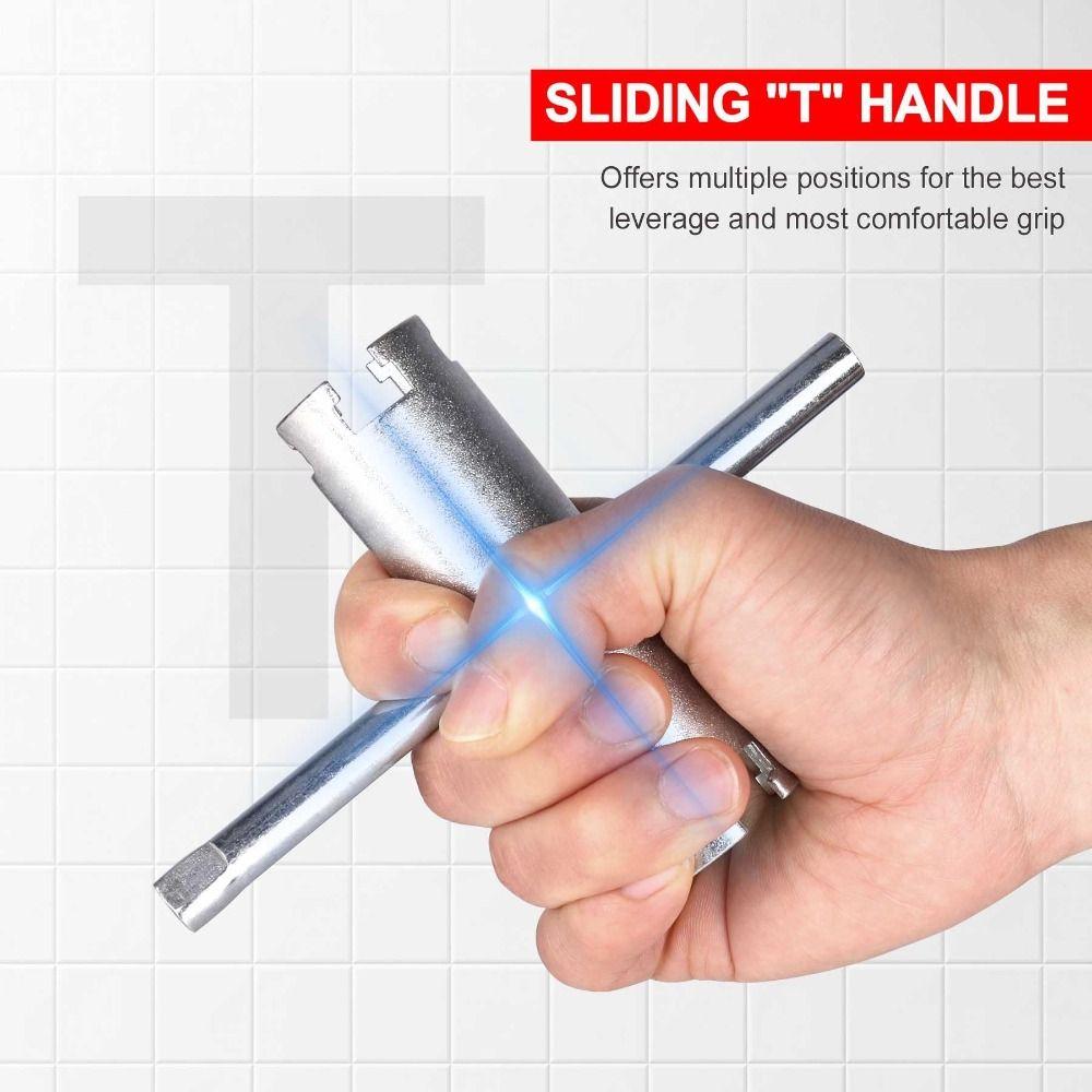Double Ended Basket Strainer Wrench Sliding Handle Tube Wrench Heavy Duty Plumbing Wrench  Bathroom
