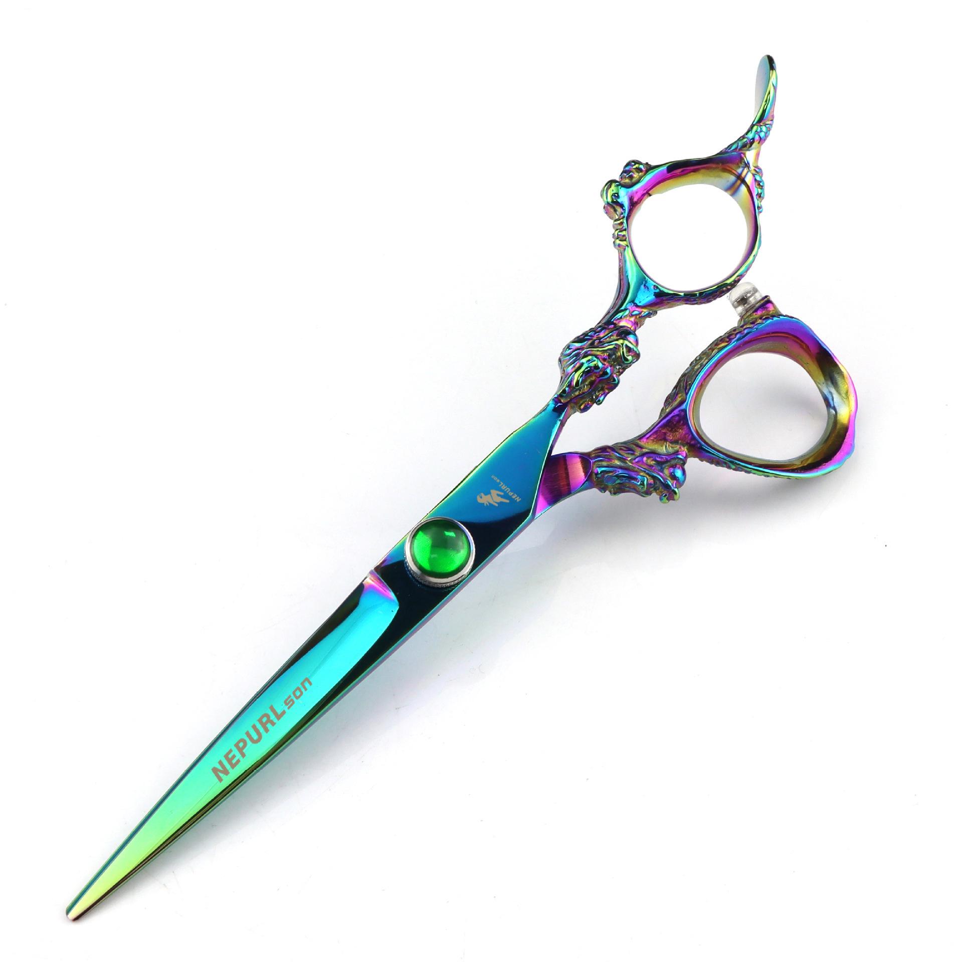 6.0 Green Big Dragon Handle Hairdressing Scissors & Thinning Shears DL3-0401