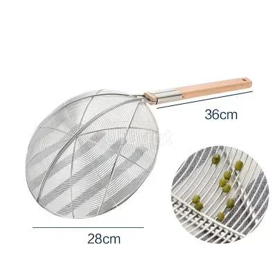 Stainless steel big long noodle French fries colanders strainer basket wooden handle frying net Hot Pot leaky filter sieve sink