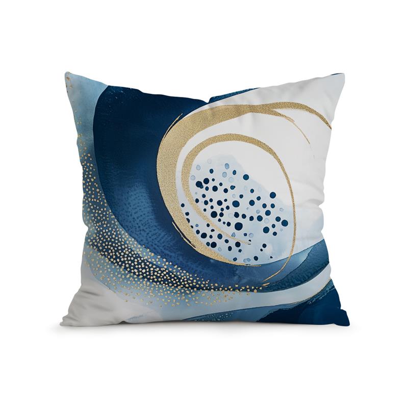 

Home Decor Abstract Blue & Gold Geometric Pillow Covers Pattern Cushion Cover Suitable for Sofa Bedroom Car Pillow Cover 16x16Inch