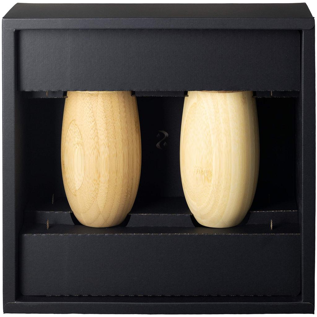 RIVERET Cocoon Tumblers, 330ml, Pair, Bamboo, Dishwasher Safe, White/Brown, RV-120WB