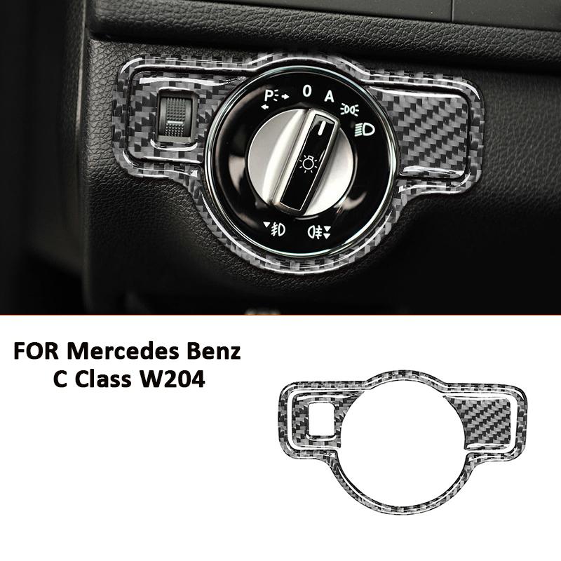 Накладка на панель регулировки фар из углеродного волокна для Mercedes Benz C-класса W204 2007-2014, детали интерьера