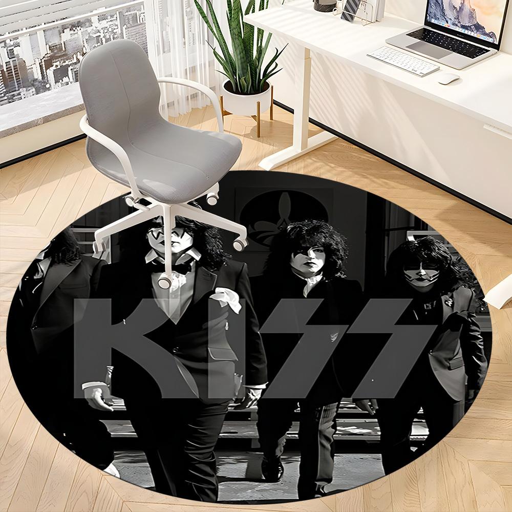 1pc KISS Band Office Round Area Rug, Under Office Chairs Bedroom Living Room Home Decor A1016305