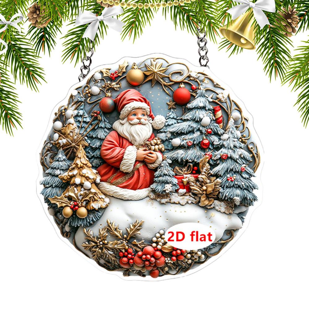 Christmas Decorations Indoor Hangable Festive Ornaments For Christmas Tree Pendants 2D Acrylic Santa Claus For Indoor Outdoor