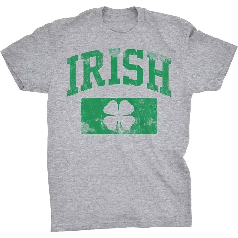 Irish Athletic Vintage Distressed Irish St Patricks Day Shirt for Men Cotton Four Seasons Daily T Shirt Men Clothing