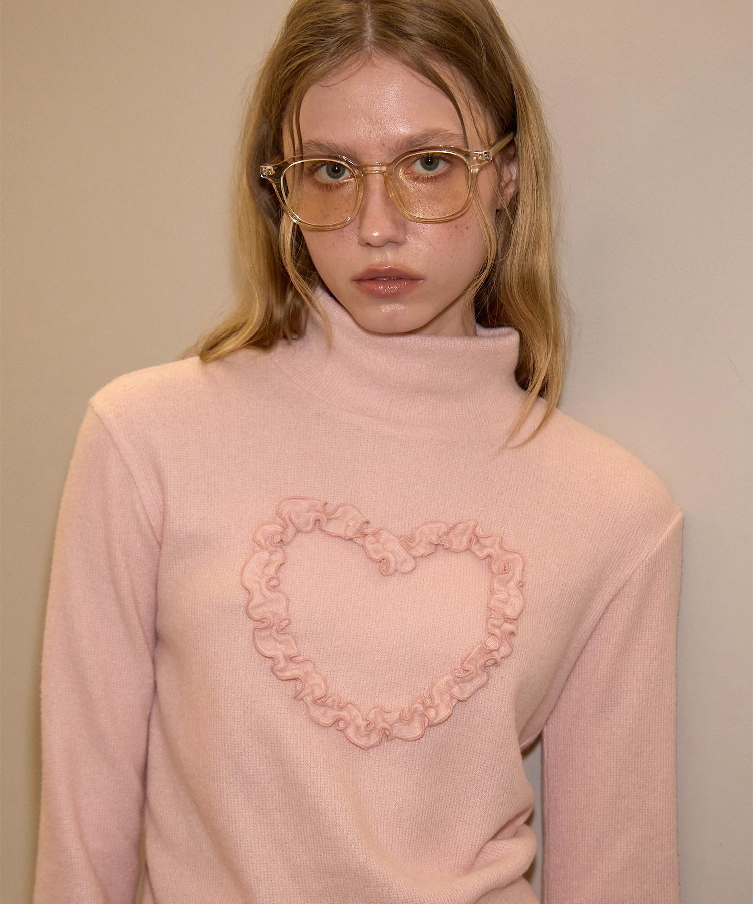 Salon De Yon Heart Point Knit Top_ Pink S