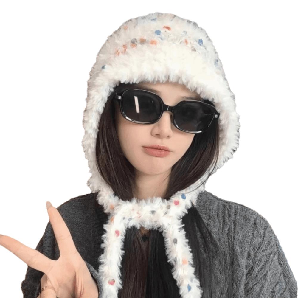 Ear Protection Bucket Hat Lacing Lei Feng Cap Cute Earmuff Knitted Hat for Women
