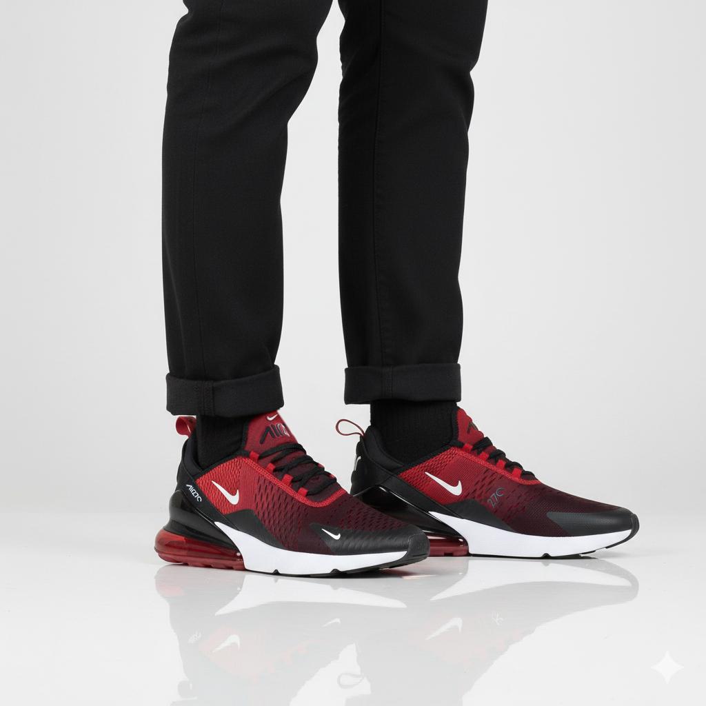 Nike Air Max 270 - Herren Sneakers Schuhe Schwarz-Rot AH8050-602 ORIGINAL