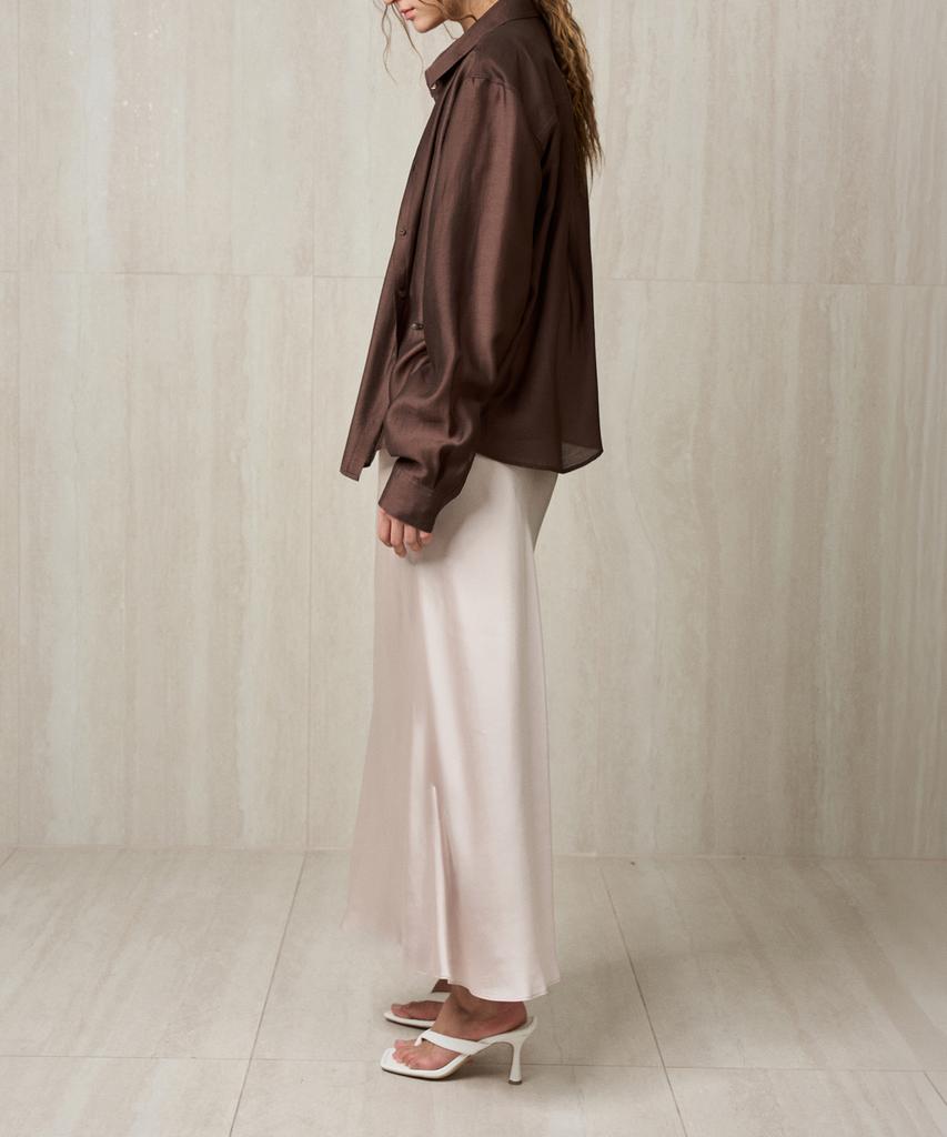 RE RHEE Satin Maxi Skirt Champagne