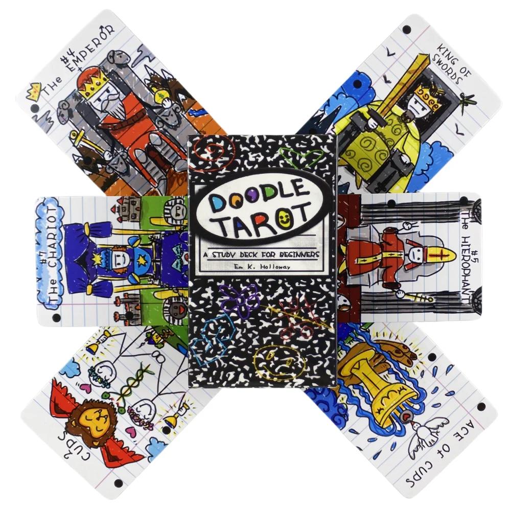 Doodle Tarot Cards A 78 Study Deck for Beginners Deck Oracle English Visions Divination Edition Borad Playing Games