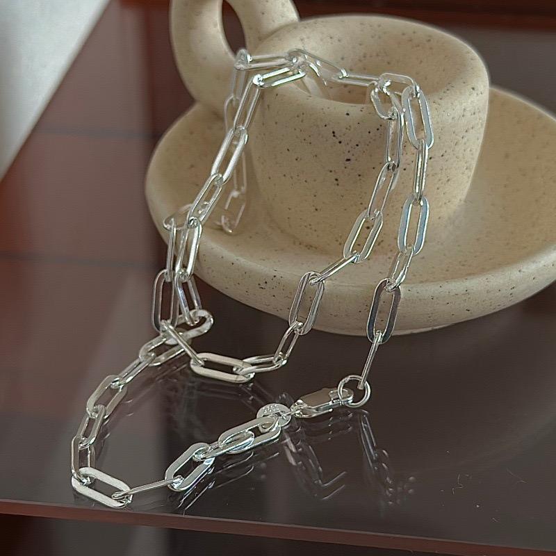 

S925 Sterling Silver Necklaces For Women Simple Minimalist Pendant Necklaces Hollow Simple Chain Necklace Birthday Gift