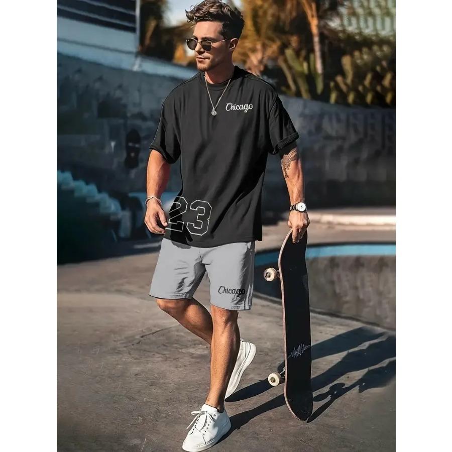 Summer New Men's Sports Set Short Sleeve T-shirt Set Casual Set Sports 3D Printed Street Wear Shorts 2-piece Set Men's Soft