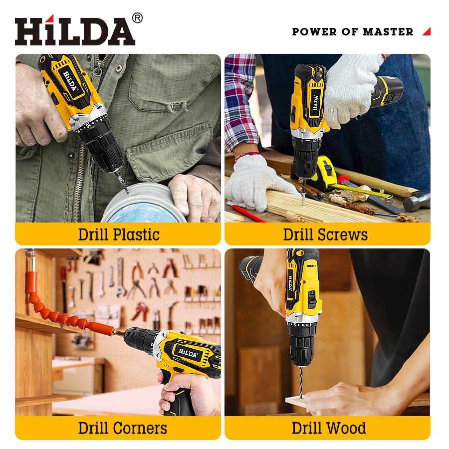 Hilda Rechargeable Lithium-Ion Impact Drill & Portable Electric Screwdriver Set