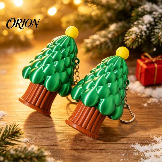 Festive Tree Keychain Retractable Christmas Longsword Toy, 3D Printed Xmas Stress Relief Toy Keychain, Holiday Mini Fidget for Backpack Charm
