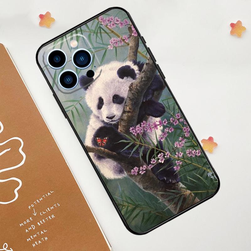 Panda Animal Cute Bear Phone Case For iPhone 17 Pro Max 11 14 15 16 Pro Max 12 13 Mini 16 Plus 16e 17 Air Funda