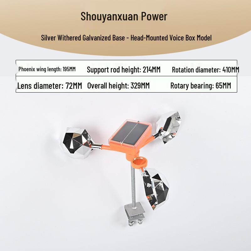 Wind-Powered Smart Bird Repeller with Light Sensor for Power Lines, Airports, and Orchards