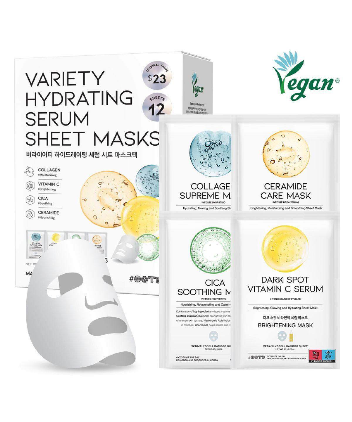 [Makeup Apply Well / Tone Up + Hydration + Soothing + Skin Texture] Variety Hydrating Serum Sheet Mask (12 Sheets)