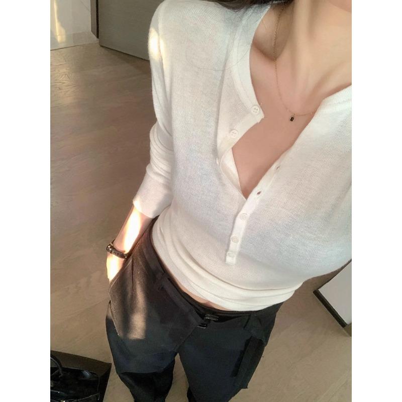 Withdrawal collar sweater bottoming shirt female slim fit retro knitted sweater