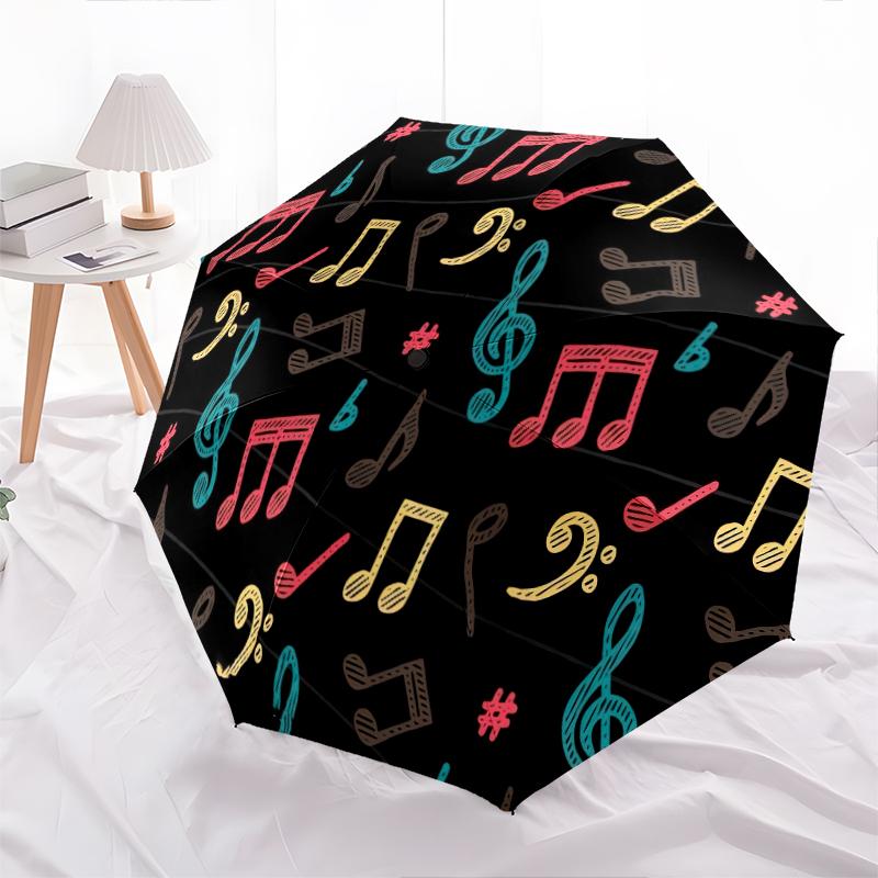 1PC Musical notes Umbrella Portable Folding Umbrella Iron Frame Hole Bone Structure Outdoor Home Umbrella A3