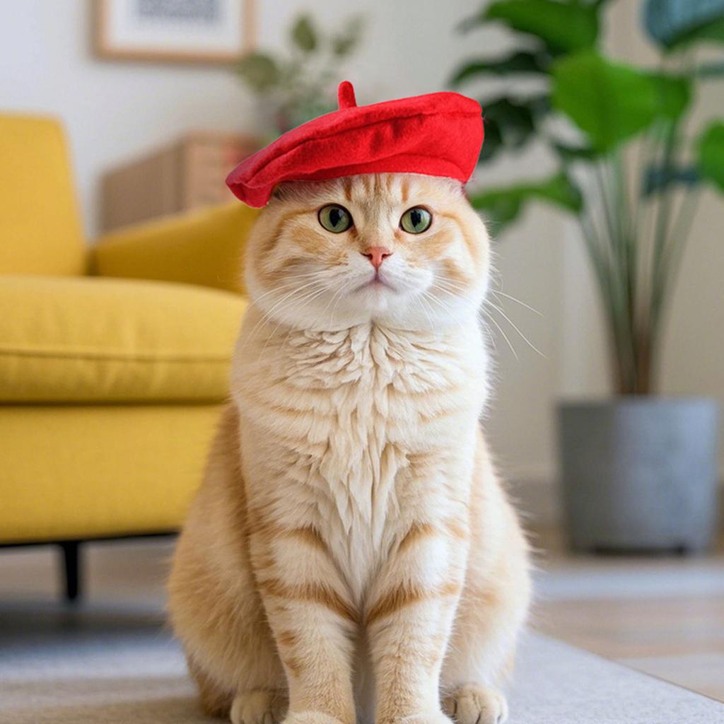 Soft Fabric Pet Beret Hat For Cats And Small Dogs Perfect For Photo Shoots And Party Events
