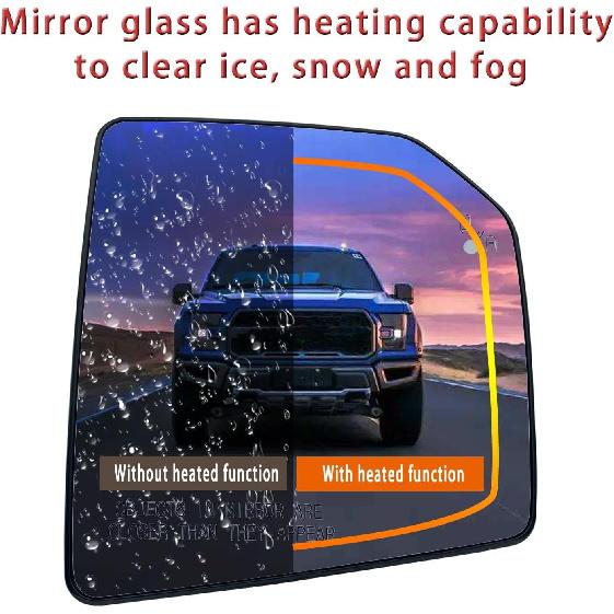 Passenger Side Heated Mirror Glass Replacement For Ford F150 2015 2016 2017 2018   - For Ford F150 Power Side Mirror With Blind Spot Detection System