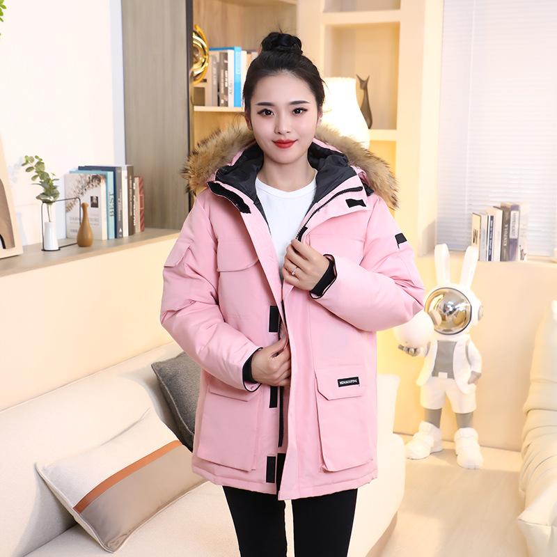 

Плюшевый пуховик для мужчин и женщин с мехом норки, утолщенная рабочая одежда средней длины, экспедиционное преодоление пары с капюшоном