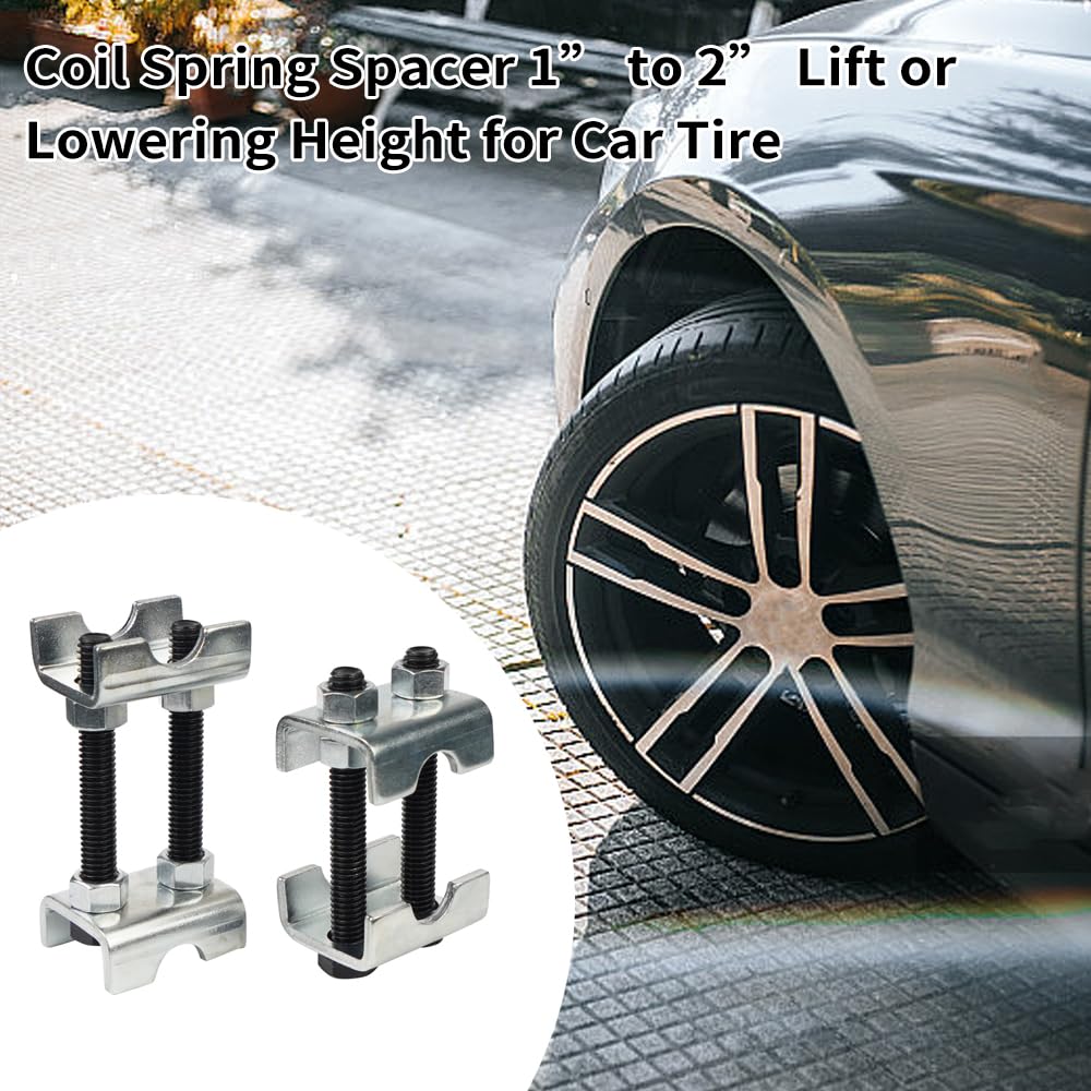 Shkalacar 4 Adjustable Spring Spacers, Coil Spring Spacer Coil Spring Booster Aluminum Alloy Coil