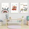 Cute Cartoon Vehicle Nursery Wall Art Poster - Cars Truck Fire Truck Prints for Kids Baby Bedroom Playroom Decor Canvas Painting