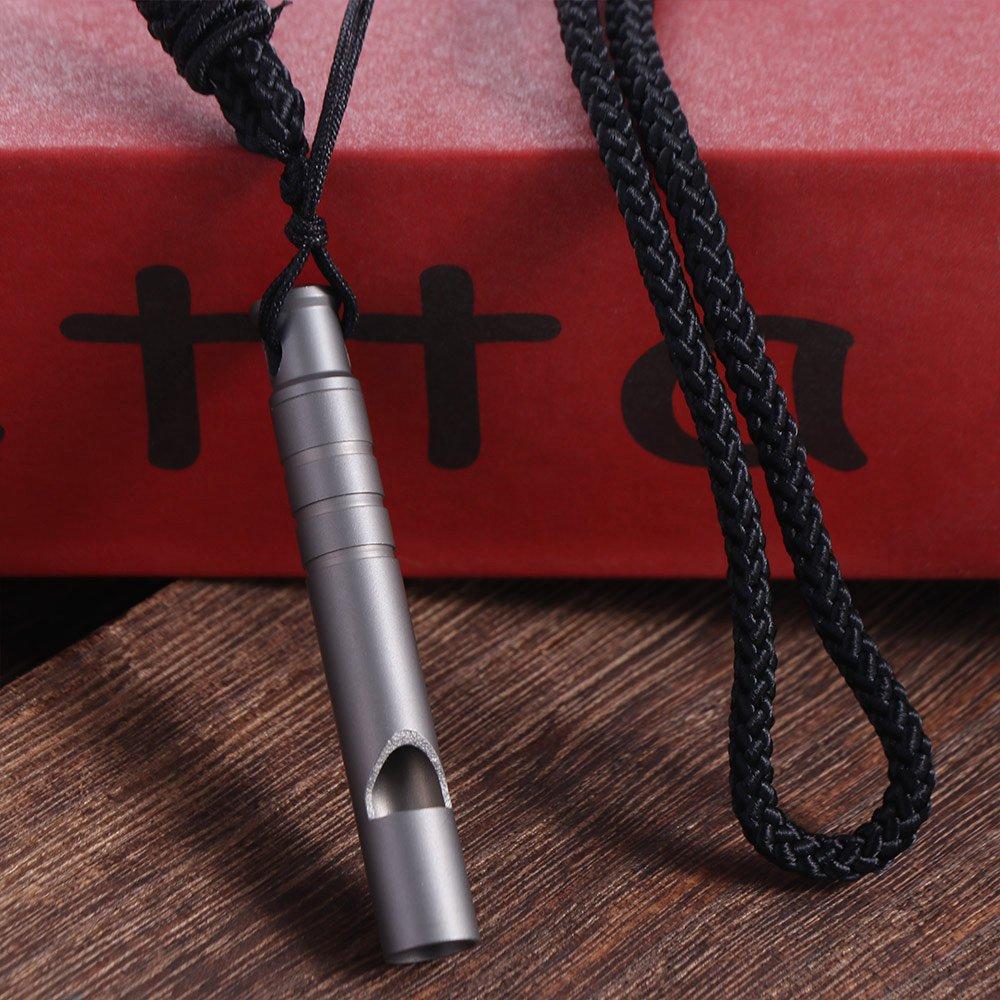 With Cord Camping Whistle Ultralight Titanium Whistle Sandblasting Emergency Whistle  Exploring