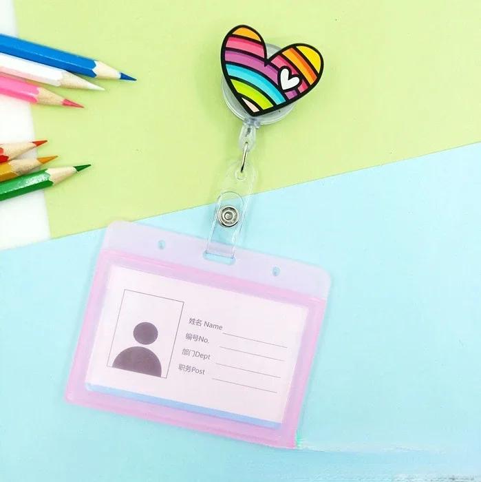 transparent Plastic Doctor Nurse ID Card Sleeve Badge Card Cover Retractable Badge Card Holder cover Protector