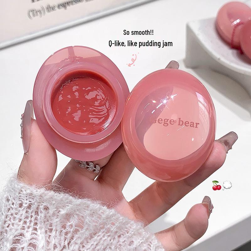 Gege Bear 2-in-1 Lip & Cheek Cream: Long-lasting Blush & Gloss In Natural Nude.